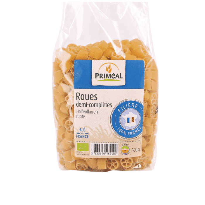 Pâtes roues demi-complète Priméal 500g