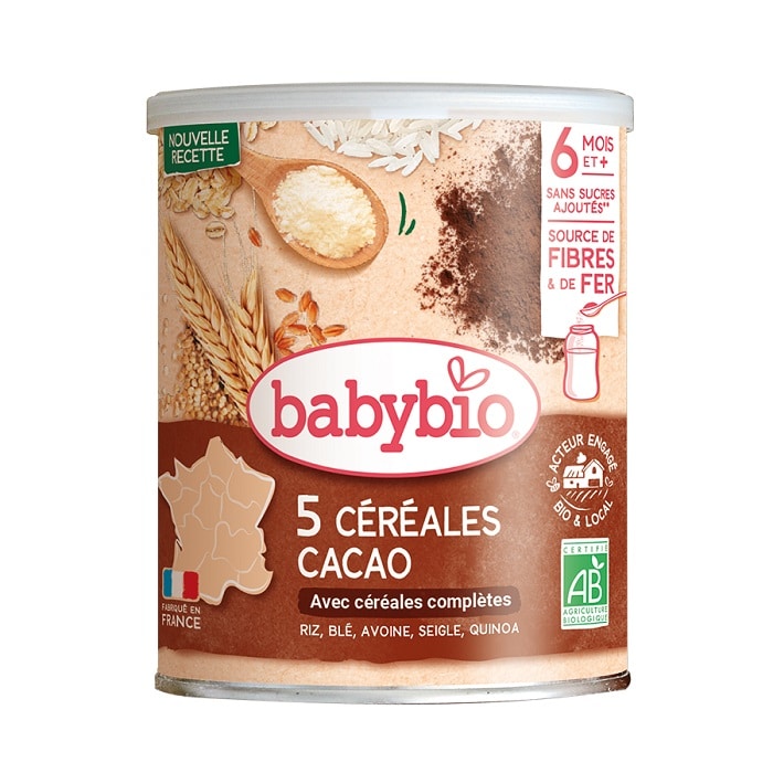 babybio 5-cereales-cacao-riz-ble-avoine-seigle-quinoa