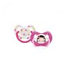 Lot 2 sucettes physiologiques N° P51-50F princesse & fleur 18M + Dodie