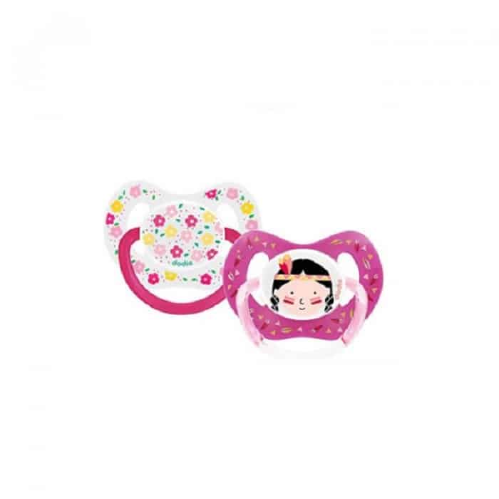 Lot 2 sucettes physiologiques N° P51-50F princesse & fleur 18M + Dodie