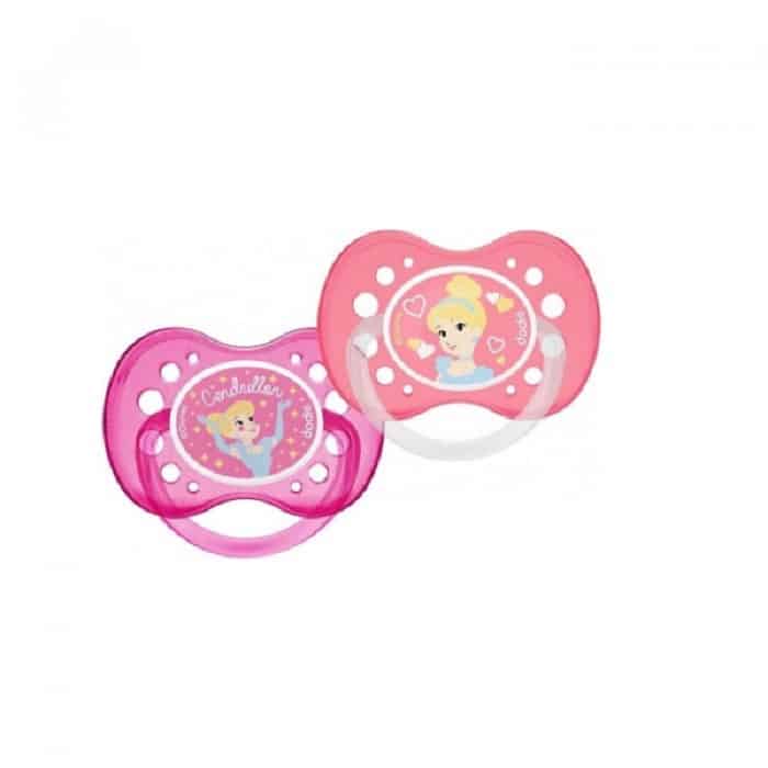 Lot de 2 sucettes anatomiques N°A77 Cendrillon 18 m+ dodie
