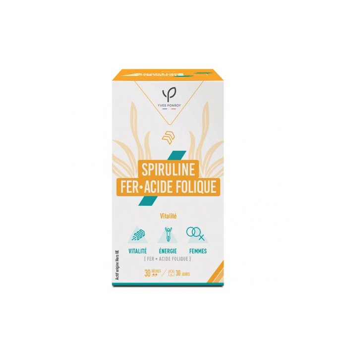 Spiruline fer acide folique 30 gélules Yves ponroy