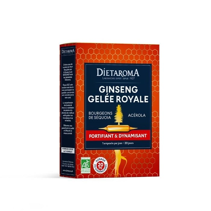 Ginseng Gelée Royale bio Dietaroma boîte de 20 ampoules